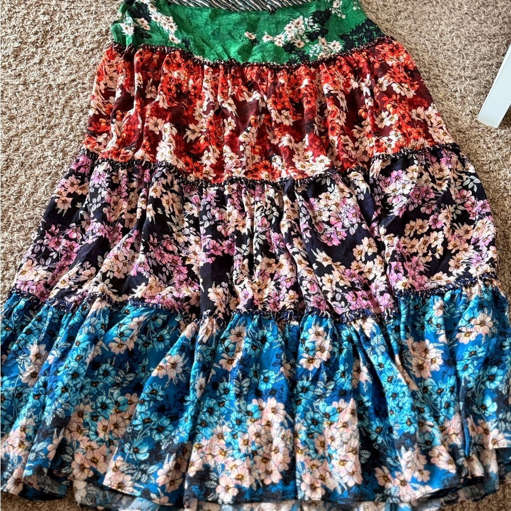 Bhanuni by Jyoti Anthropologie Bohemian Patchwork Tiered Maxi Skirt Size 14 - Picture 3 of 8